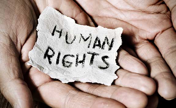 A human rights message in some hands.