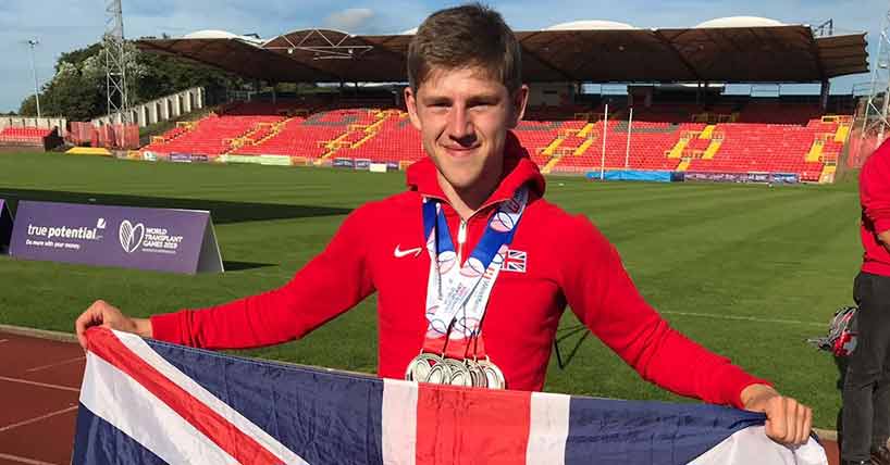 Sam Pooley with his four medals