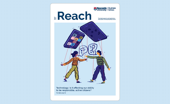 Front cover of March 2024 issue of Reach magazine from Newcastle University Business School