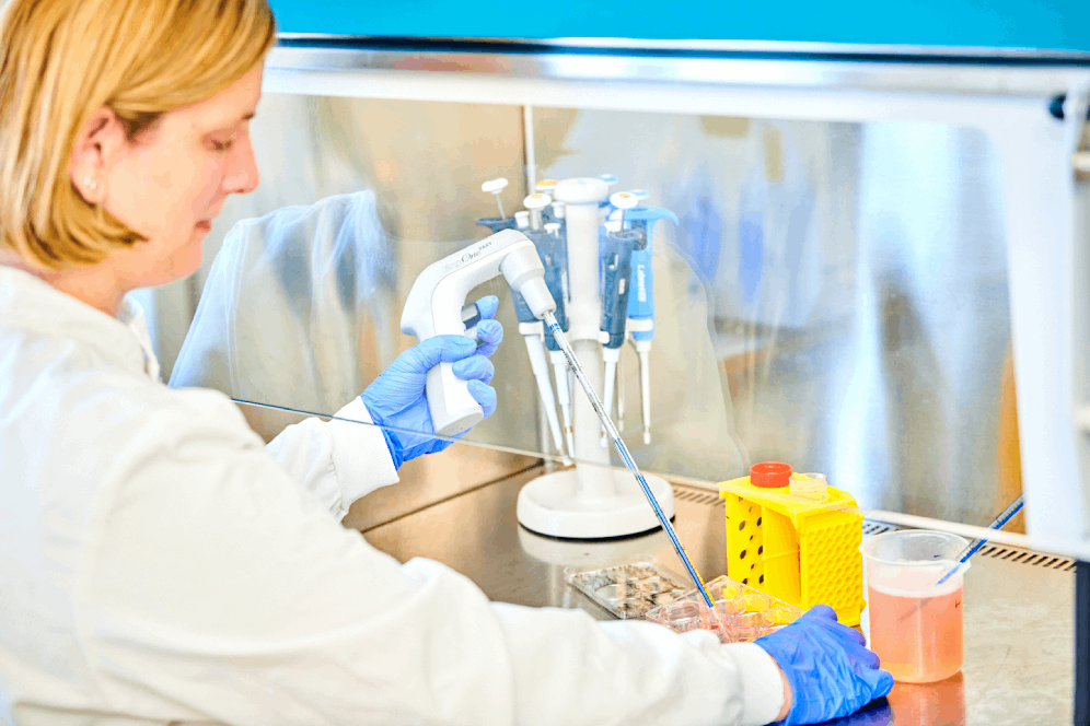 Student working in lab.