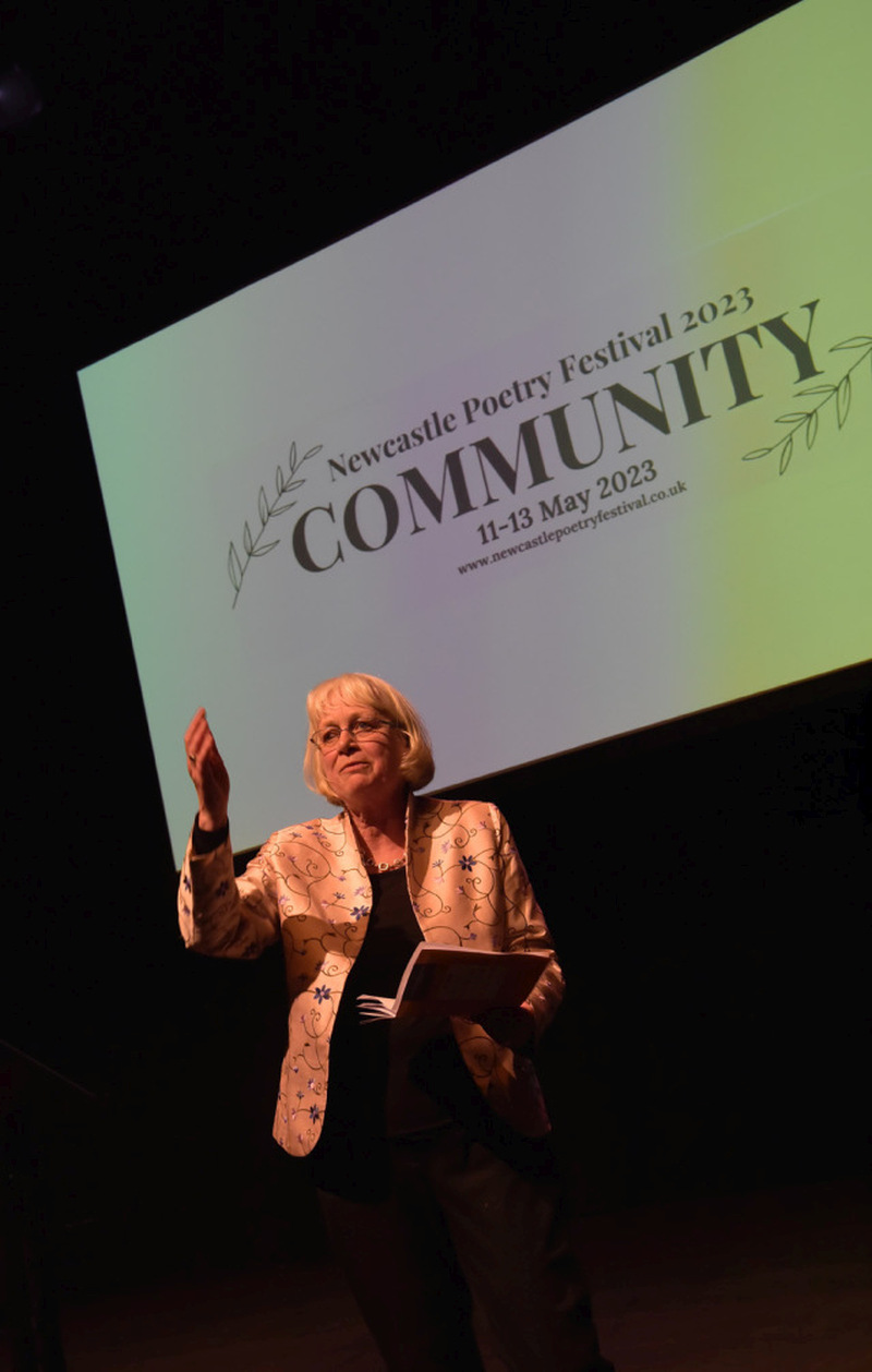 Linda Anderson reading her poetry at the Newcastle Poetry Festival