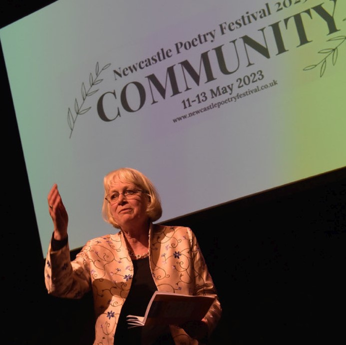 Linda Anderson reading her poetry at the Newcastle Poetry Festival