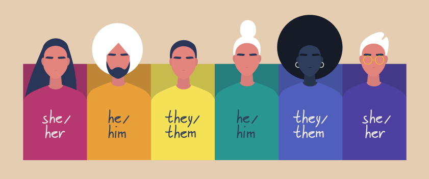Individuals showing their pronouns