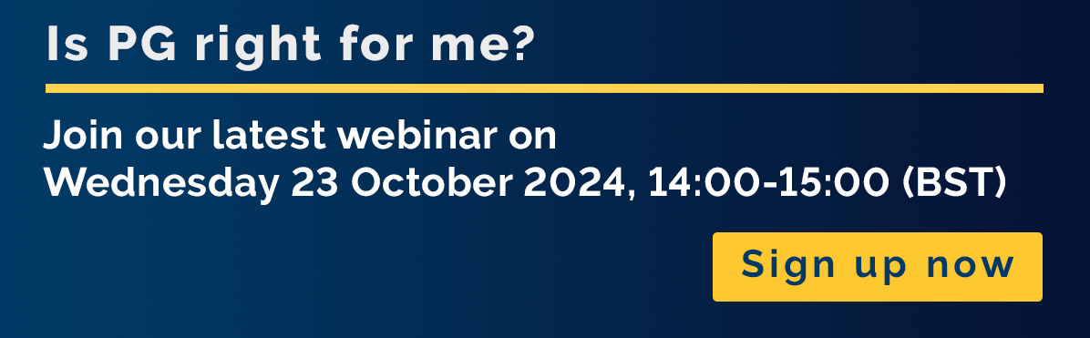 Is PG right for me? Join our webinar. Wednesday 23 October, 14:00-15:00 BST